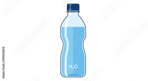 Clear plastic water bottle illustration on white background isolated design