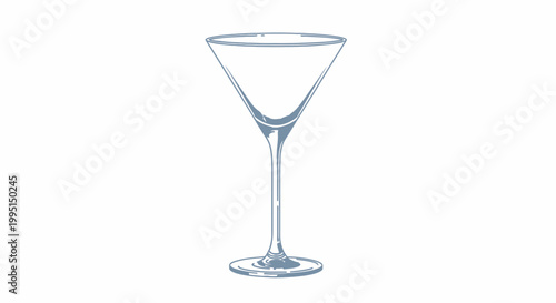 Elegant empty martini glass illustration on white background