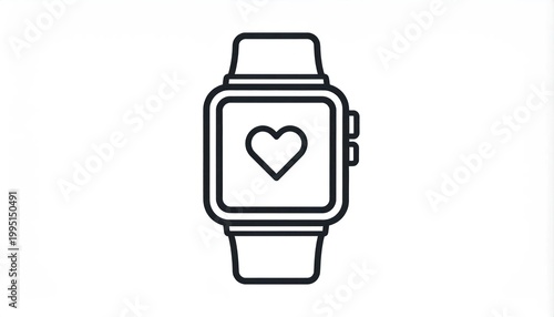 Smartwatch with Heartbeat Icon Displayed on Screen.