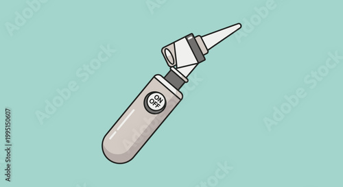 Medical otoscope illustration against teal background for healthcare content