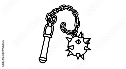 Medieval flail weapon illustration isolated on white background
