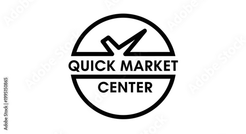 Quick market center logo black and white symbol on white background