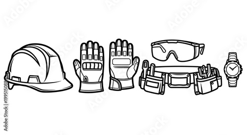 Safety equipment illustration for construction and industrial work