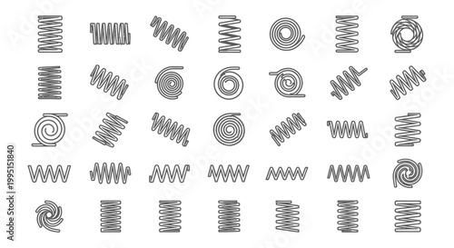 collection of various line art springs coils and spiral designs