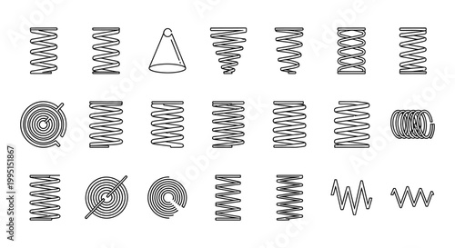 collection of various spring coil types illustrating different mechanical designs and functions