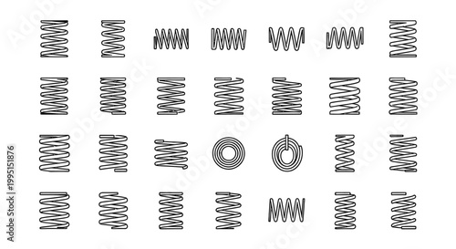 collection of various spring coils industrial parts and mechanical elements