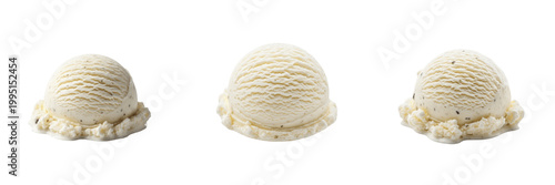 Cuadro en lienzo Single Round Scoop of Creamy Vanilla Ice Cream on White Background, Summer Frozen Dairy Dessert, Gourmet Vanilla Bean Flavor for Food Menu and Sweet Snack Advertising Design