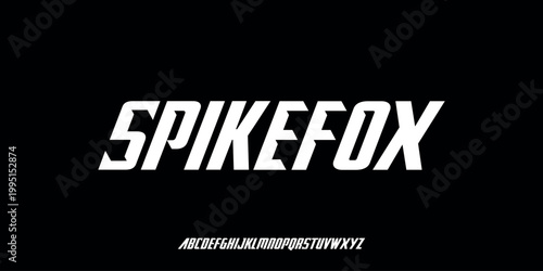 Vector illustration of a modern racing style alphabet letter display with bold, sharp, and forward-slanted characters that reflect speed and power.