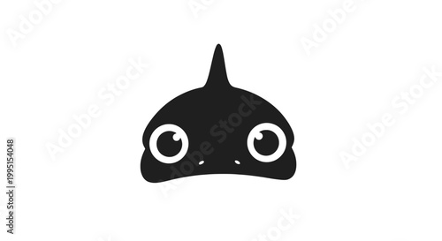 Simple Cartoon Whale or Dolphin Illustration.