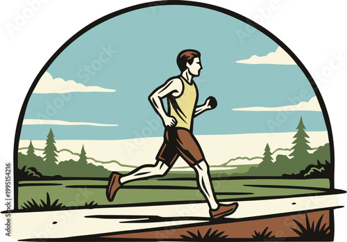 Vibrant Runner on Nature Path with Dramatic Sky and Landscape