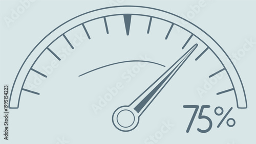 Modern gauge indicator showing performance level. Perfect for KPI dashboard, progress tracking, analytics, business reports and metrics visualization.