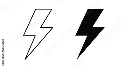 Two lightning bolt icons one outlined and one solid a stark silhouette