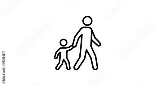 Parent holding child's hand walking icon