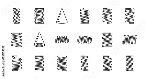 collection of different types of springs cone springs and wavy springs
