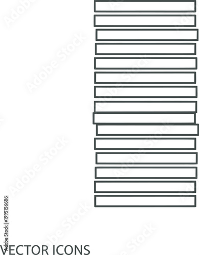 Tall stack of horizontal bars or folders, organized data storage and archive management concept vector icon