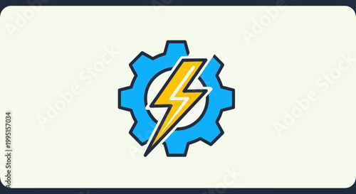 Free Download Modern, vibrant digital icon a blue cogwheel encompasses a bright yellow lightning bolt, symbolizing energy, power, innovation, and industry in a clean, flat design. - GFXLoad