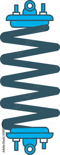 Automotive Shock Absorber and Suspension Coil Spring Icon, Car Part Maintenance and Damper System Illustration, Mechanical Engineering Component Graphic