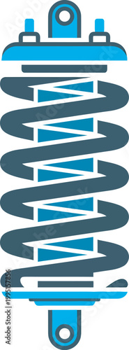 Car Coil Spring Shock Absorber Icon, Automotive Suspension System and Damper Component Illustration, Vehicle Mechanical Part and Chassis Engineering Graphic