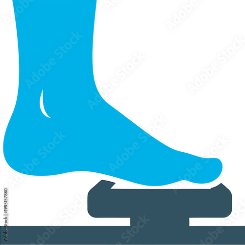 Driver Foot Stepping on Car Pedal Icon, Minimalist Vector Illustration of Automotive Acceleration or Braking Control for Driving Schools and Safety Apps