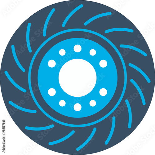 High Performance Slotted Brake Rotor Icon for Automotive Tuning and Racing Graphics, Professional Car Brake System Component Vector Illustration