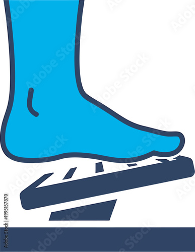 Angled View of Foot Pressing Car Pedal Icon, Vector Illustration for Automotive Mechanics, Driver Training, and Vehicle Control Interface Design