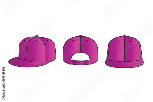 Pink snapback hat vector mockup on white background