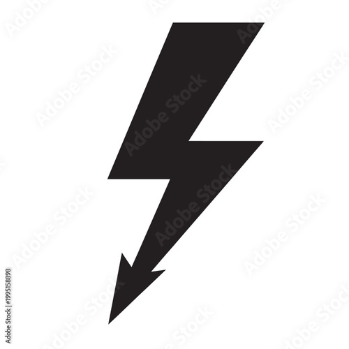 Free Download Black Lightning Bolt Silhouette with Arrow Tip Pointing Down for Energy Power and Speed Graphic Design Symbol - GFXLoad