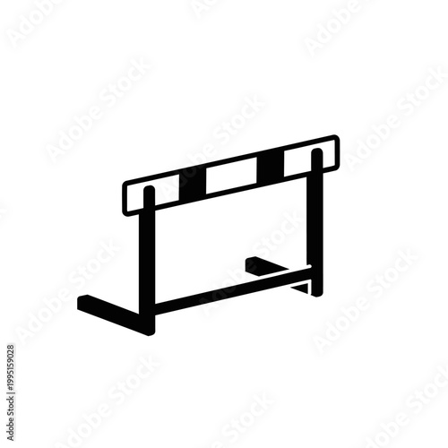 A minimalist black and white illustration of a hurdle, symbolizing athletic competition and obstacles
