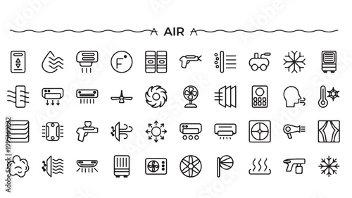 Air Conditioning Icons and HVAC Climate Control Symbols for Smart Home Technology