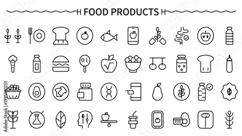 Nutrition Food Icons Set for Healthy Eating and Diet Planning Graphics