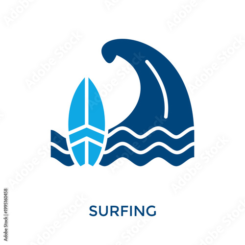 Surfing Icon Dual Tone Style. Vector Illustration For Graphic Design