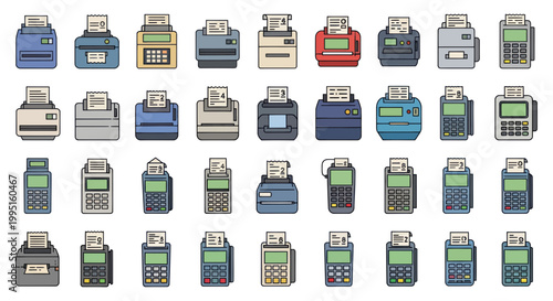 Collection of Vintage and Modern Printers and POS Terminals