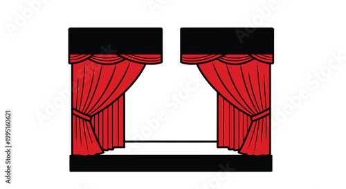 Red stage curtains in a theatrical setting dramatic presentation silhouette