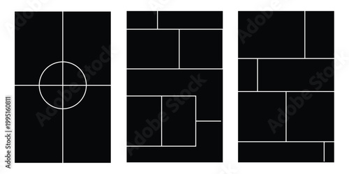 Image collage layout template. Beige mosaic mood board grid collection. Picture frame set. Photo album idea for banner, poster, comic page, flyer, brochure, booklet, memory wall design. Vector pack