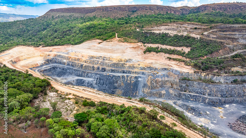 Bild auf Leinwand Mines of extraction and processing of limestone inside of the Cafuringa Environmental Protection Area, causing devastation, pollution by cement factories