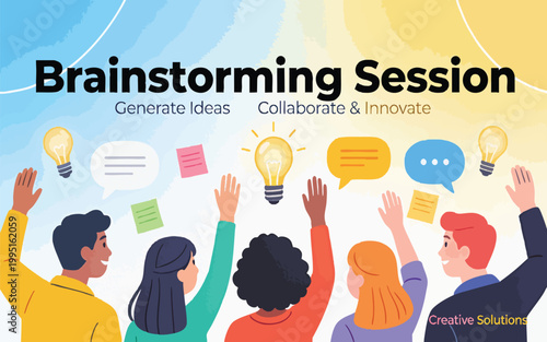 Brainstorming Session Vector Illustration for Business Innovation and Teamwork Banner
