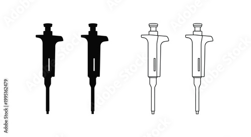 Micro pipettes in contrasting views showcasing a black silhouette