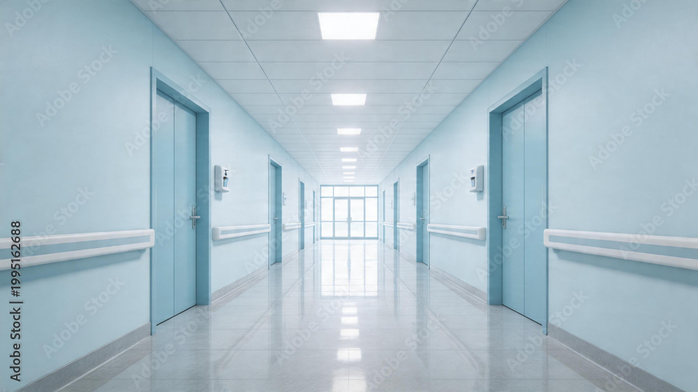 Fototapeta premium Bright and Clean Hospital Corridor Interior