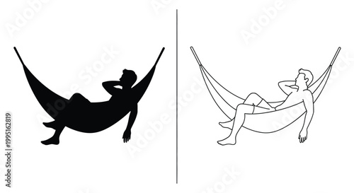 Relaxing in a hammock contrasting views with a dark silhouette