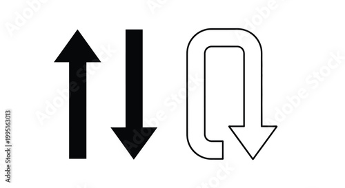 Directional arrows in black and white showcasing minimalist design silhouette