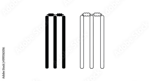 Black and white cricket wickets depicted as a striking silhouette
