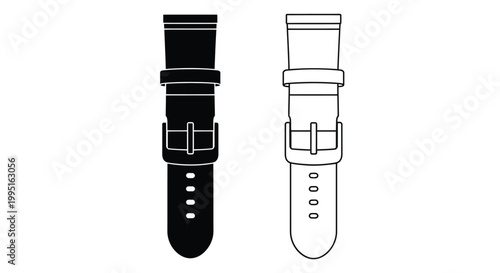 Two watch straps one dark and one light in a clean silhouette
