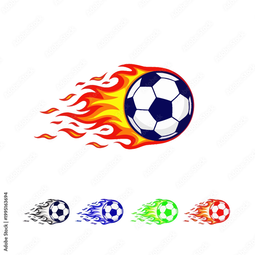 Obraz premium Soccer Ball On Fire with Multiple Color Trails - Dynamic Sports Concept