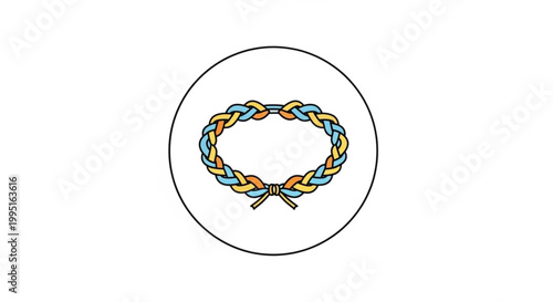 Woven wreath laurel icon in yellow and blue colors flat vector art