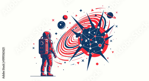Astronaut discovers cosmic anomaly, space exploration, galaxy, stars, science fiction