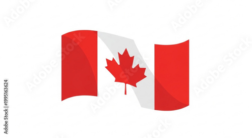 Stylized waving Canadian flag with maple leaf symbol vector art