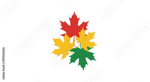 Group of colorful autumn maple leaves in a cluster vector icon