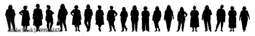 vector illustration. Silhouettes of overweight people. Big set of married couples.	
