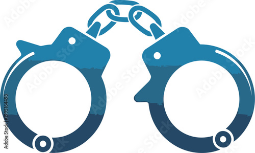 Quadro em tela Gradient Blue Handcuffs Vector Graphic for Dark Mode UI Law Enforcement Presenta