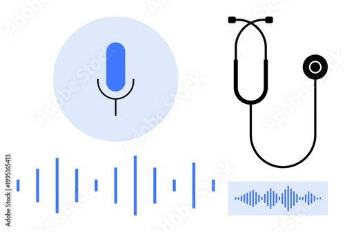 Voice recognition concept. Voice recognition used in healthcare, technology, and audio analysis. Voice recognition enables secure communication and diagnostic tools. For medical tech, AI